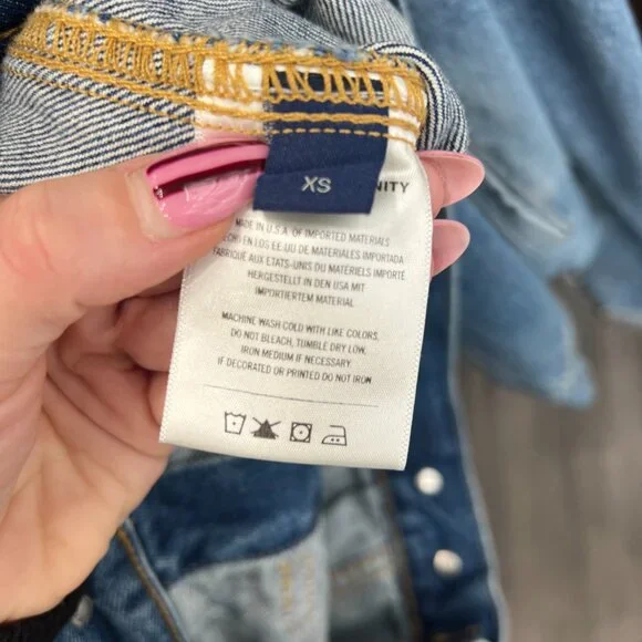 $298 Citizens of Humanity Blue Cotton Cropped Denim Alma Horsebit Jacket size XS - Picture 9 of 10